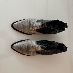 Free People Black and Silver Ankle Boots with Star Design